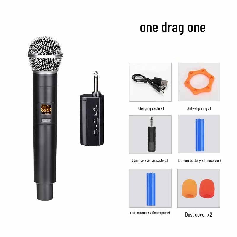 2.4G Dual Wireless Mic System for Karaoke, Outdoor, Live Streaming, Stage Performance - V Band & U Band