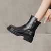 Autumn and winter women's platform Martin boots new solid color large size women's boots rear zipper middle heel round head medium boots women