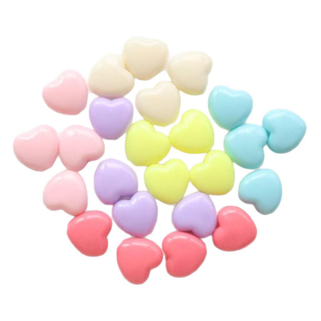Colorful Cute Heart-Shaped Plastic Beads for DIY Jewelry & Phone Chains