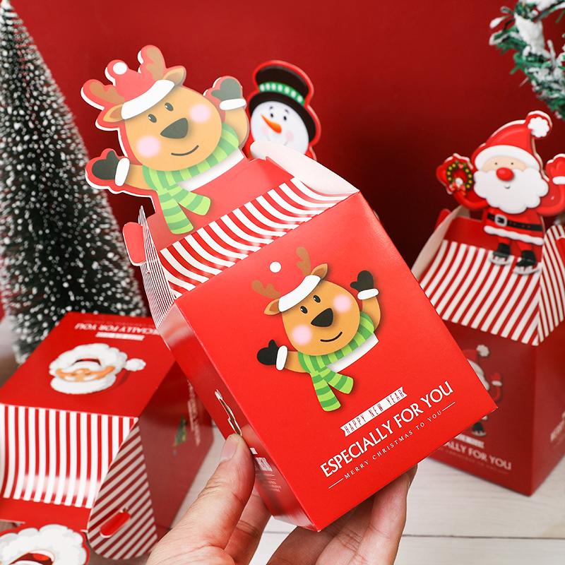 20Pcs Christmas Candy Gift Box Chocolate Cookie Apple Packing Boxes Santa Claus Bags Christmas Decorations for Home New Year 2025