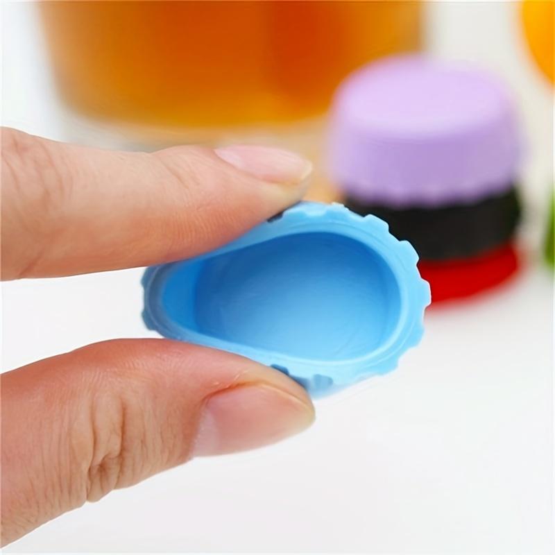 6pcs Reusable Silicone Bottle Caps - Airtight Seal for Beer, Soda, Wine, Kitchen Storage - Vibrant Orange, Red, Blue & More