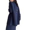 Frühling 2023 Übergröße Damen Marineblauer Zweiteiler: Gerader Rock mit Schlitz hinten