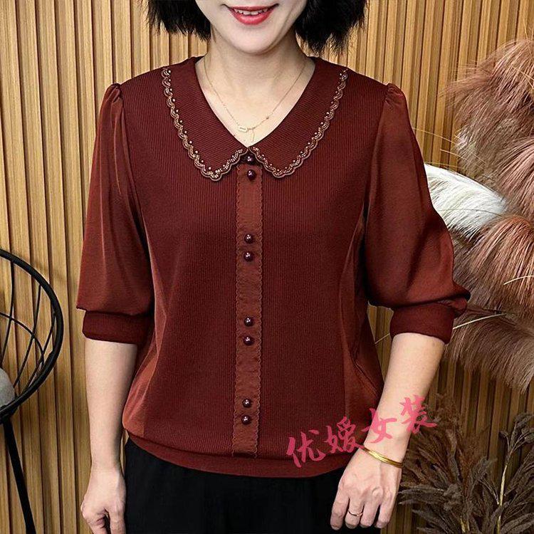 

Осенняя мода 2025: Универсальное приталенное женское платье с кружевным воротником Питер Пэн XL (90-110 jin) вино красного