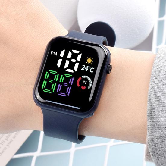 Reloj digital LED para niños, esfera cuadrada, resistente al agua, deportivo, de pulsera, electrónico, de moda, para niños y niñas.