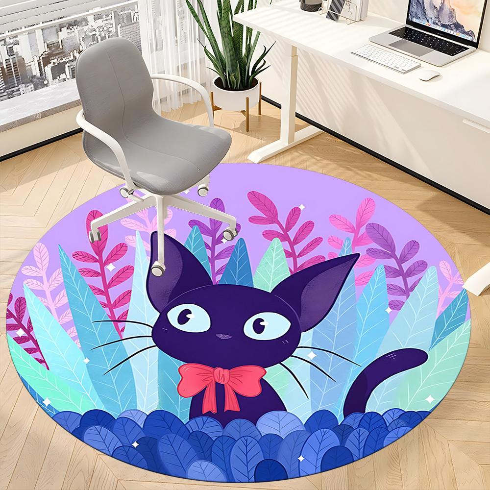 1pc Cat Garden Office Round Area Rug, Mat Suitable For Office, Under Office Chairs Bedroom Living Room Home Decor, Room Deco