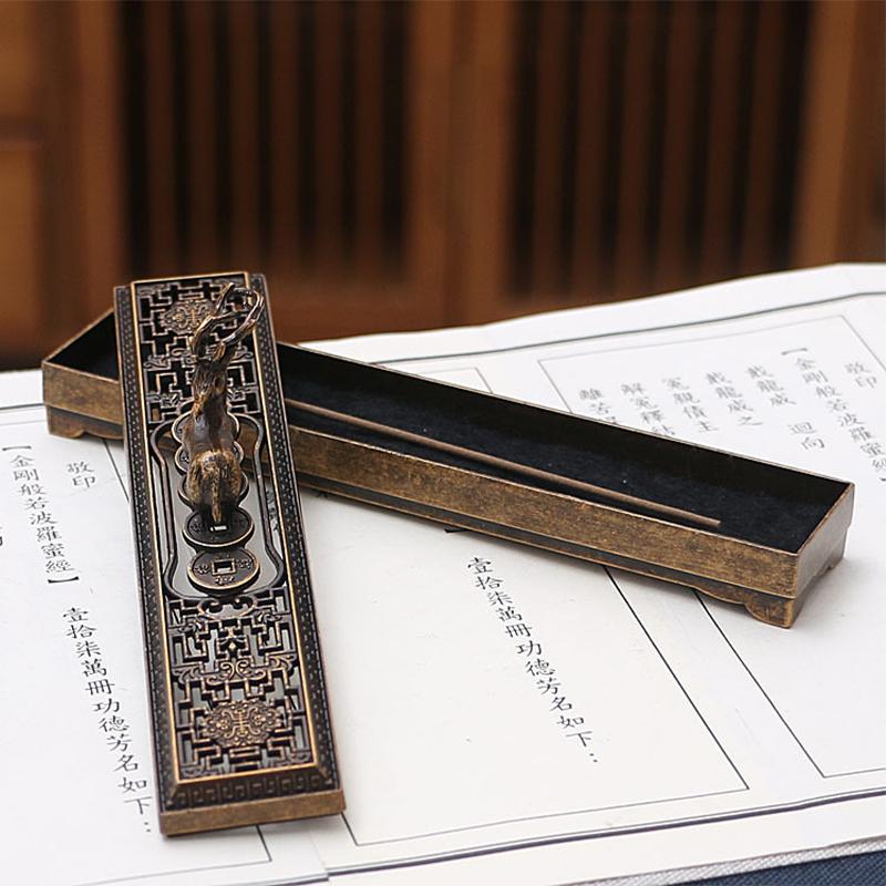 Creative Retro Black Wooden Incense Holder Home Office Incense Burner Carving Censer Box Traditional Chinese Type Wood Handmade