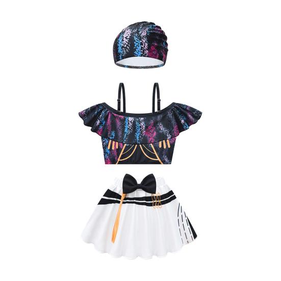 Children's Swimsuit Two Piece Set Girls Swimwear All Over Print Racerback Top