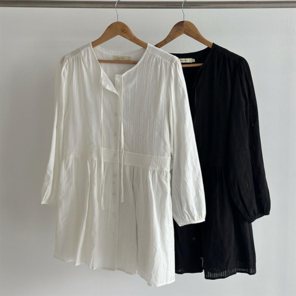 New ArrivalS Open Run Women S Ribbon Neck Punching Knit Cotton Mini dreSS