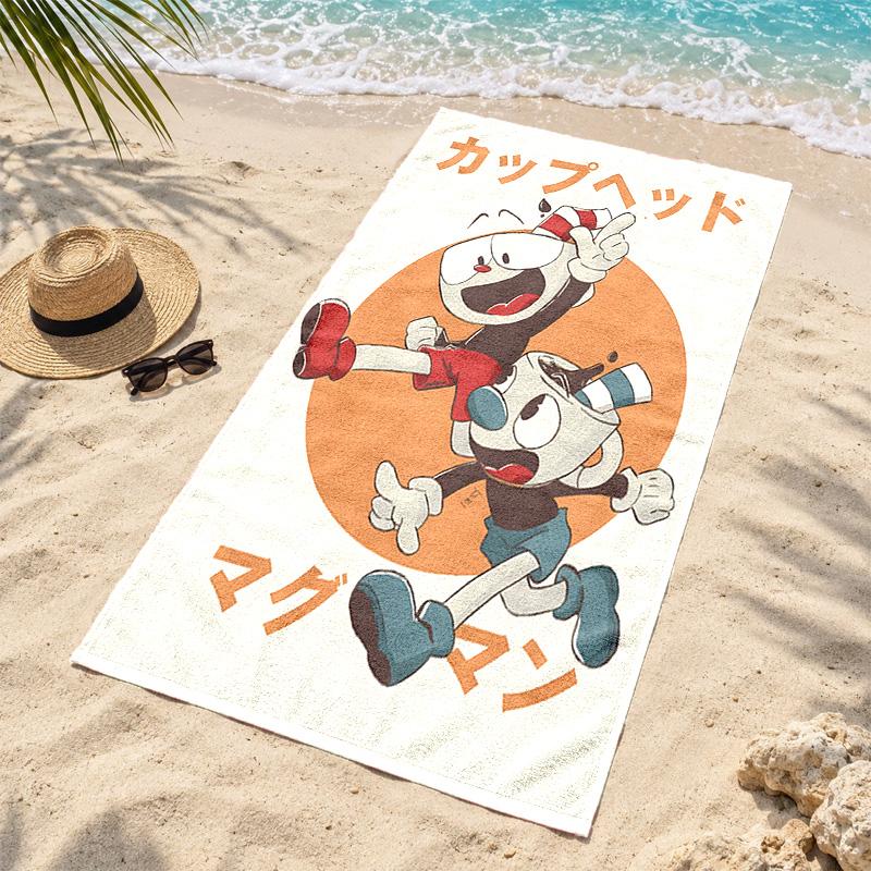 Cuphead Microfiber Beach Towel Quick Dry Sand Free Lightweight Beach Towels for Travel Swimming Camping