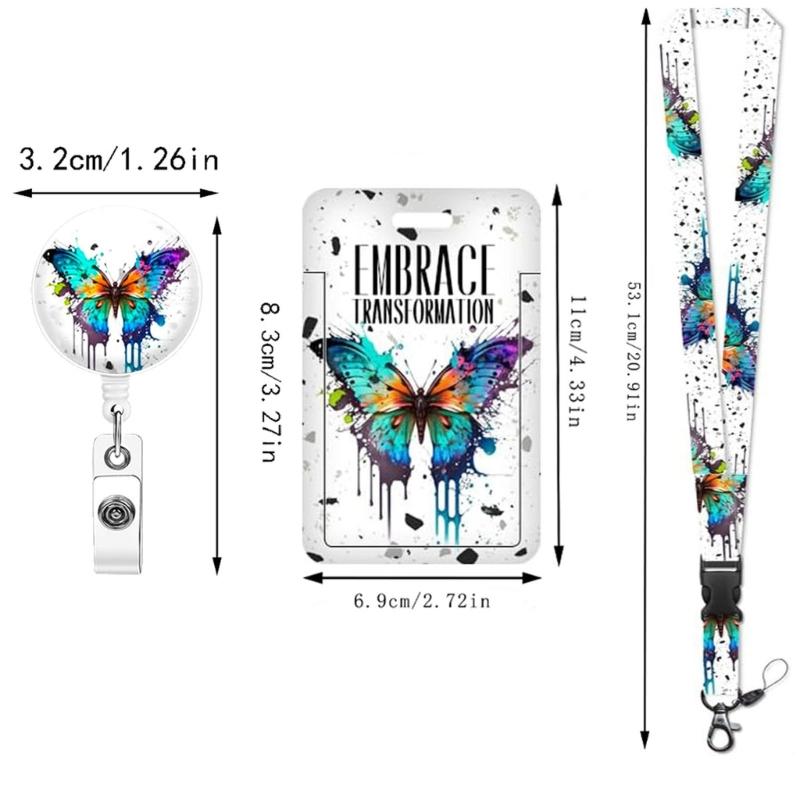 Card Holder with Detachable Neck Lanyard Retractable Badge Holder Card Protectors and Neck Strap Set for Office School