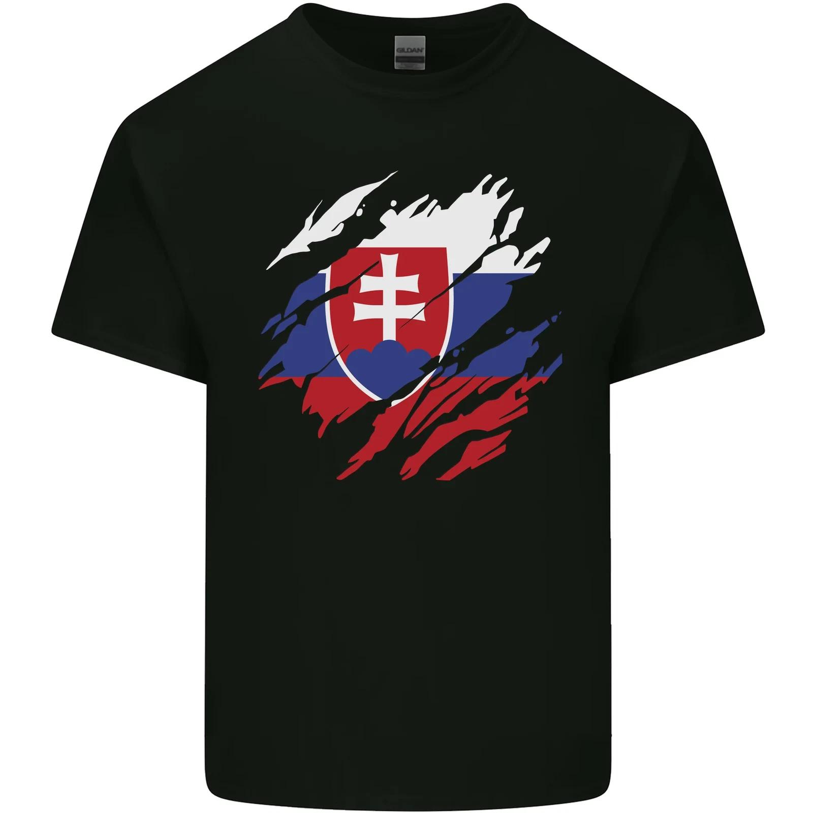 Torn Slovakia Flag Slovakia Day Football Kids T-Shirt Childrens L