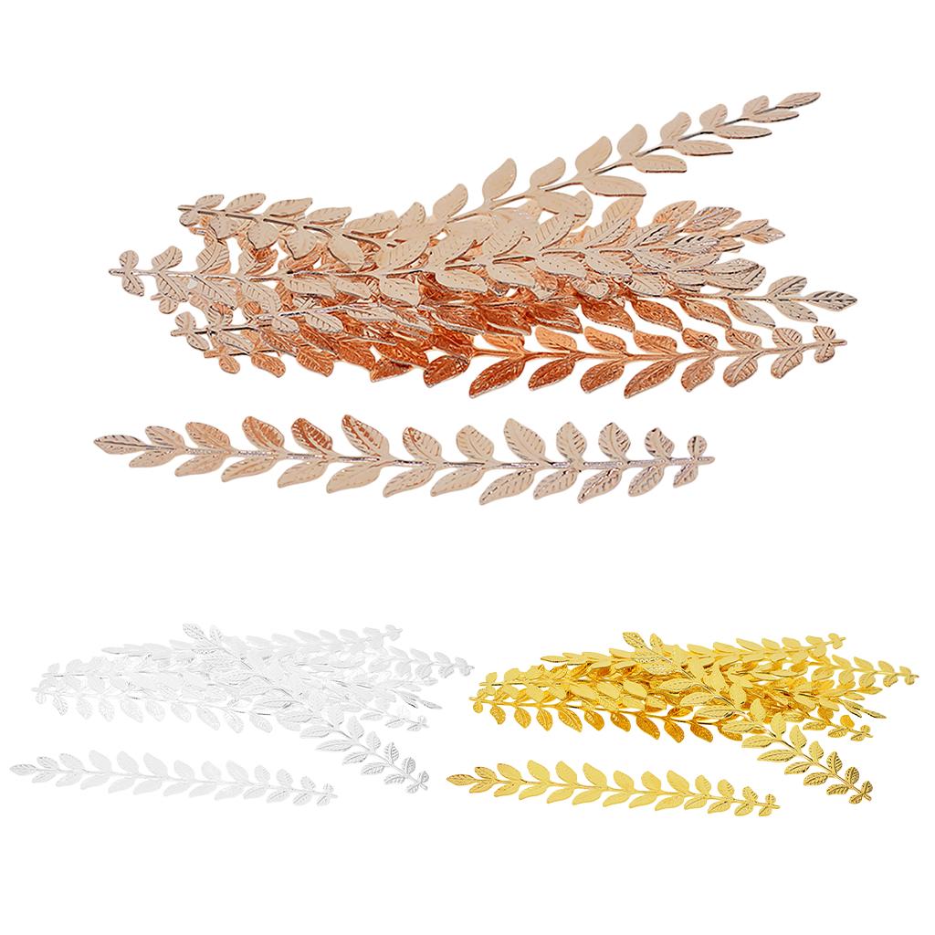 20 peças em formato de ramo de folha longa joias fazendo descobertas 120 mm prata/dourado