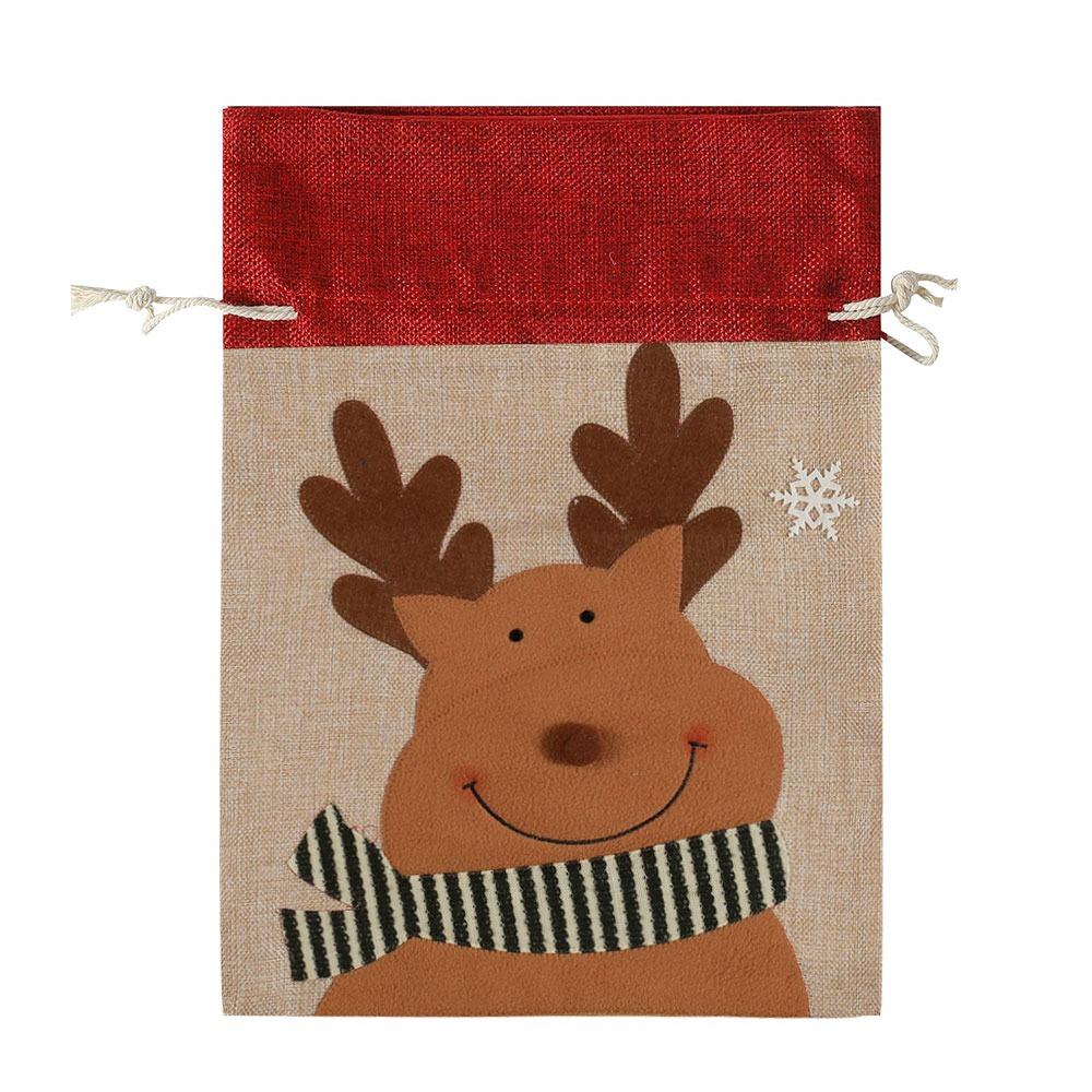 Cartoon Santa Snowman Deer Christmas Gift Bag Dimity Two Sizes Christmas Apple Bag Large Capacity Multicolor