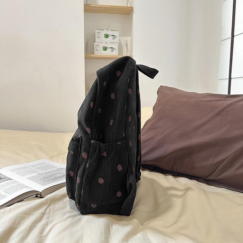 Damen Cordrucksack Erdbeerdruck Studenten Schultasche