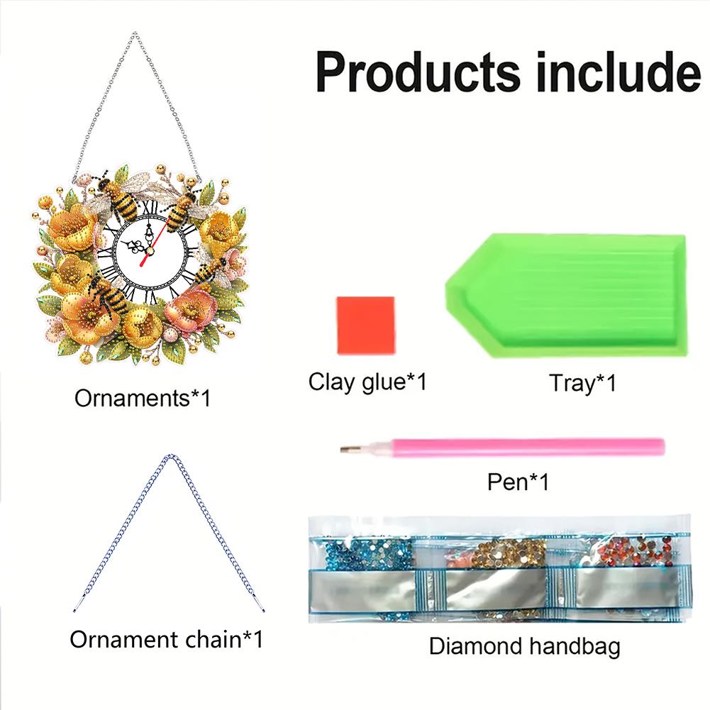 2D Flat DIY Acrylic Special Shape 5D Hanging Clock Art Craft Diamond Art Clock Pendant Kit for Living Room Decoration