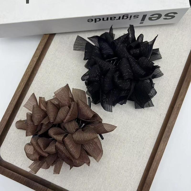 Diamond Flower Hair Claw Clip - Elegant Updo Accessory for Women