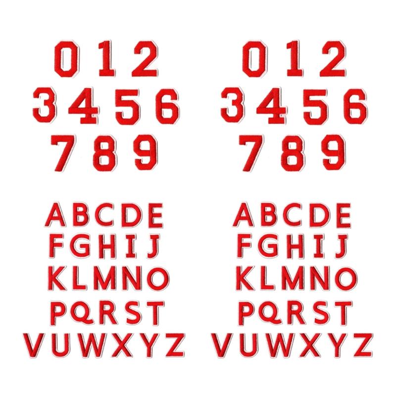 652F 72 Embroidered Letter Number Patches Washable Sewing On Decal for Backpacks Hat Designs