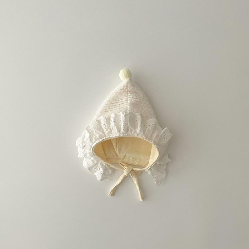Baby Girls Princess Hat with Ear Protections, Newborn Lace Bonnet 0-12 Months Infant Beanie Cap Head Wrap Shower Gift