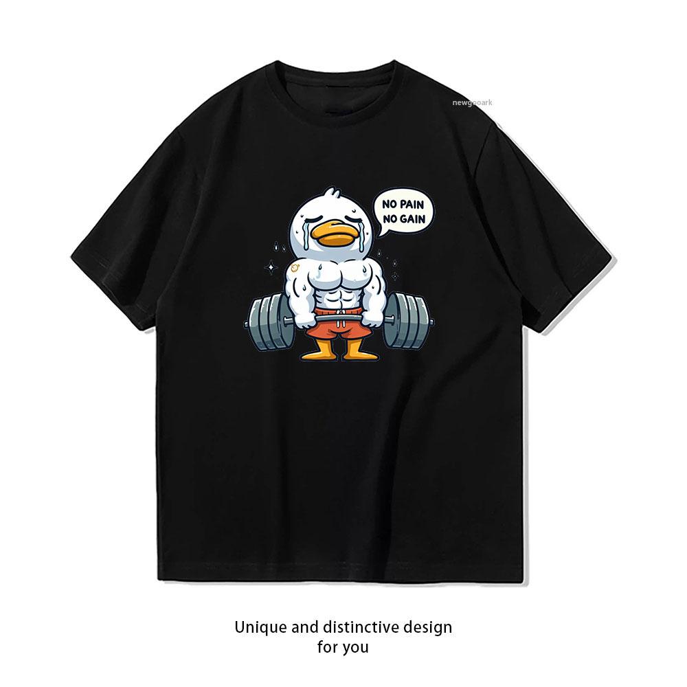No Pain No Gain Muscle Duck Tshirt Woman Man Casual Cotton Graphic T Shirts Creative Adult Oneck Streetwear Boyfriend