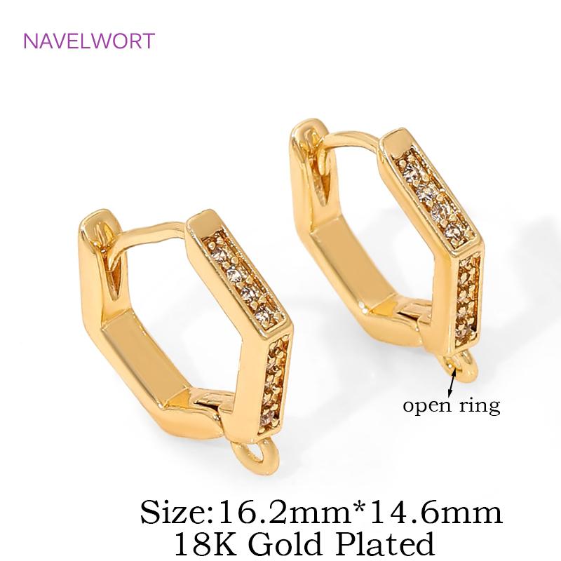 18K Gold Plated Round Shvenzy Earring Hooks,Brass Earwires Fastener Earring Fixtures,Accessories For Earrings,DIY Earring Making