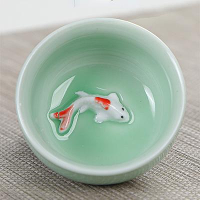 Porzellan Seladon Fisch Teetasse Chinesisches Teebecher-Set Teekanne Trinkgeschirr Keramik China Kung Fu Tee-Set Keramiktasse Chinesisches Geschenk