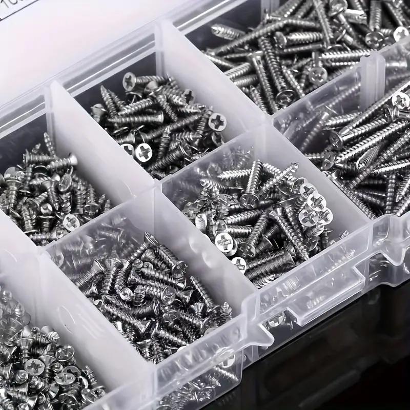 800pcs M2 Self Tapping Phillips Screws Assortment Kit 5 Sizes Alloy Steel Cross Drive Flat Head Self Drilling Wood Screws DIY
