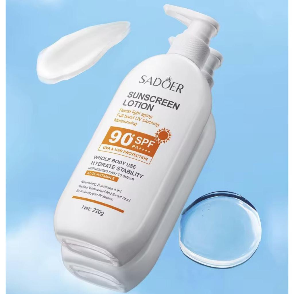 SPF 90+ Sunscreen Lotion 2-Pack, Moisturizing & Antioxidant, Waterproof, Lightweight, for All Skin Types, 2x220g