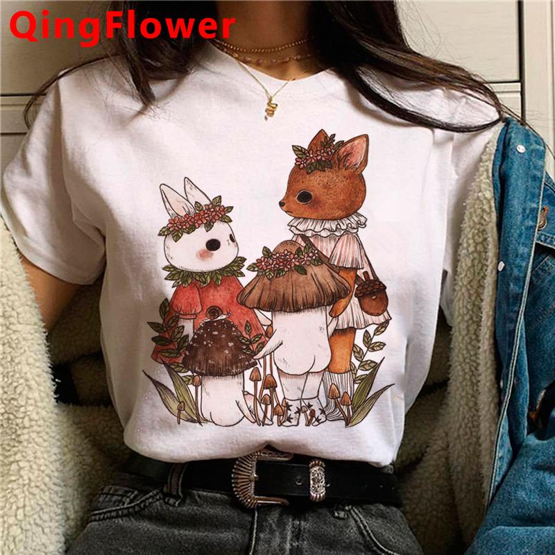 Kawaii Mushroom T Shirt Clothes Women Kawaii 2021 Streetwear Japanese Vintage Summer Top Clothes Harajuku