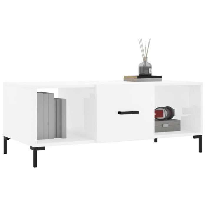 VidaXL Coffee Table High Gloss White 102x50x40 Cm Engineered Wood 829302