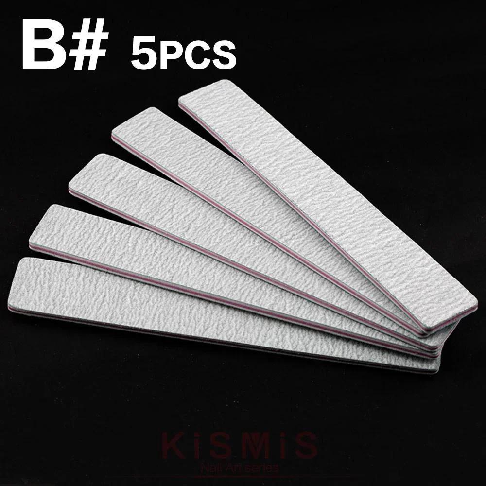 5PCS Manicure Tools Purple Core Gray Sanding File Half Moon Prong Straight Wide Nail Files