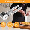 Pastry Cutter Wheel Stainless Steel 5 Wheel Pizza Cutter Adjustable Blade Spacing Safe and Easily Used Pie Cutter for Breads
