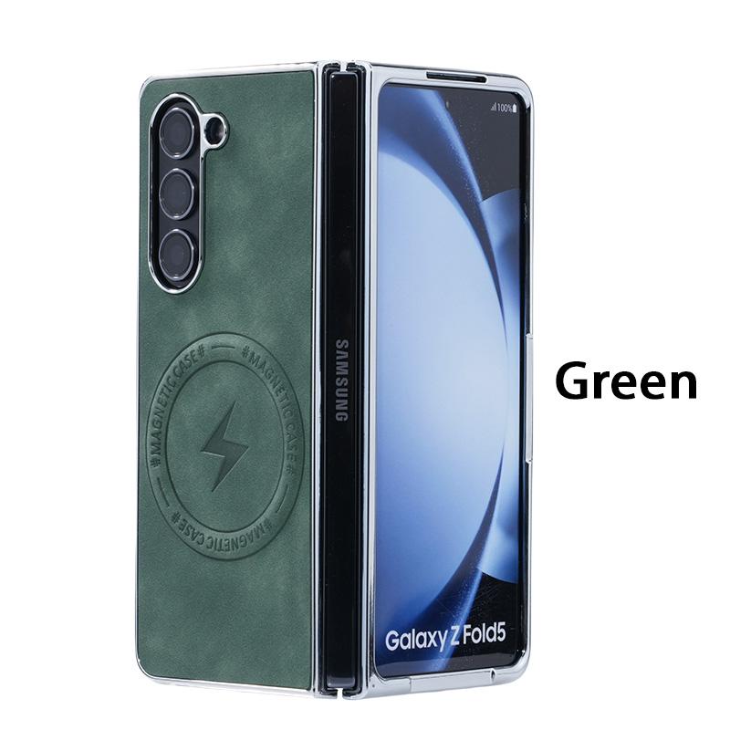 Für Samsung Galaxy Z Fold 7 6 5 4 3 Schafleder Plattierung PC Einfaches Leder Unsichtbare Magnetische Faltbare Handyhülle