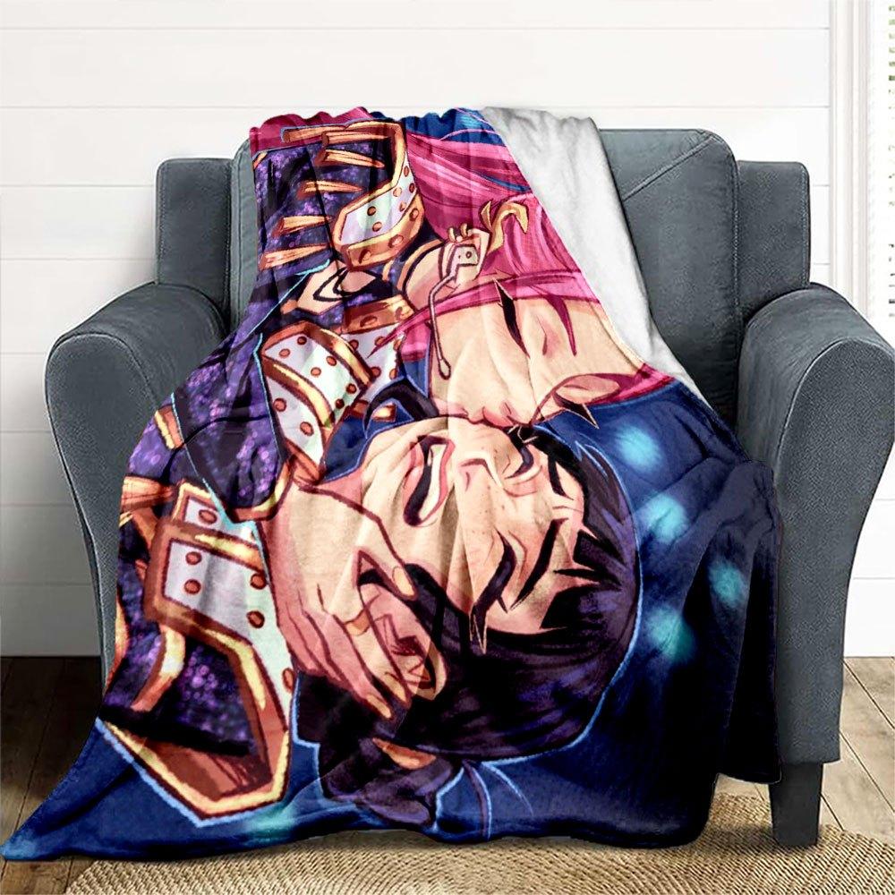 "Vibrant Anime Couple Hug T-Shirt - Cute Manga Lovers Gift Tee"Blanket Lightweight Flannel Throw Blanket for Sofa, Bed, Travel, Camping, Liv