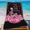 1 Stück, Rosa Skelett Halloween Strandtuch Kürbis Schaukel Druck Nur Auf Halloween Warten Text Schnelltrocknendes Badetuch Für Damen