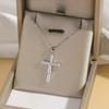 Cool Luxury Shiny Zircon Cross Pendant Necklaces for Women Men Fashion Stainless Steel Chains Collar Jewelry Accessories Gift