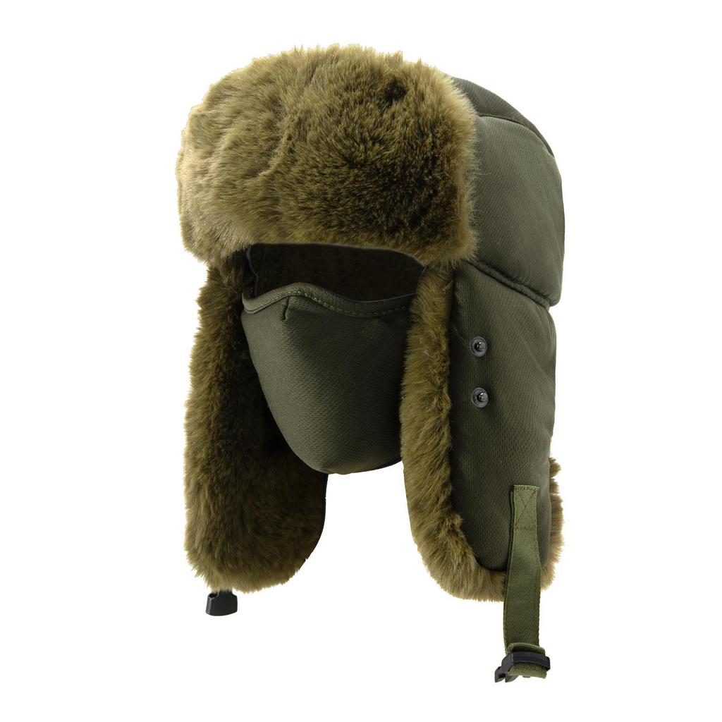 Men's Winter Camouflage Plush Lei Feng Hat with Ear Protection - Windproof Pilot Motorcycle Cap