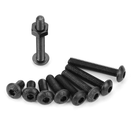 Hilitand Hex Socket Button Head Bolts and Nut Kit, M3 x 5/6/8/10/12/14/16/18/20mm, Carbon Steel, High Strength Bolts, 300 Pieces, Black