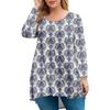 Women's Plus Size Top, Garden Collar Long Sleeved Shirt, Fashionable Floral Print Casual Top