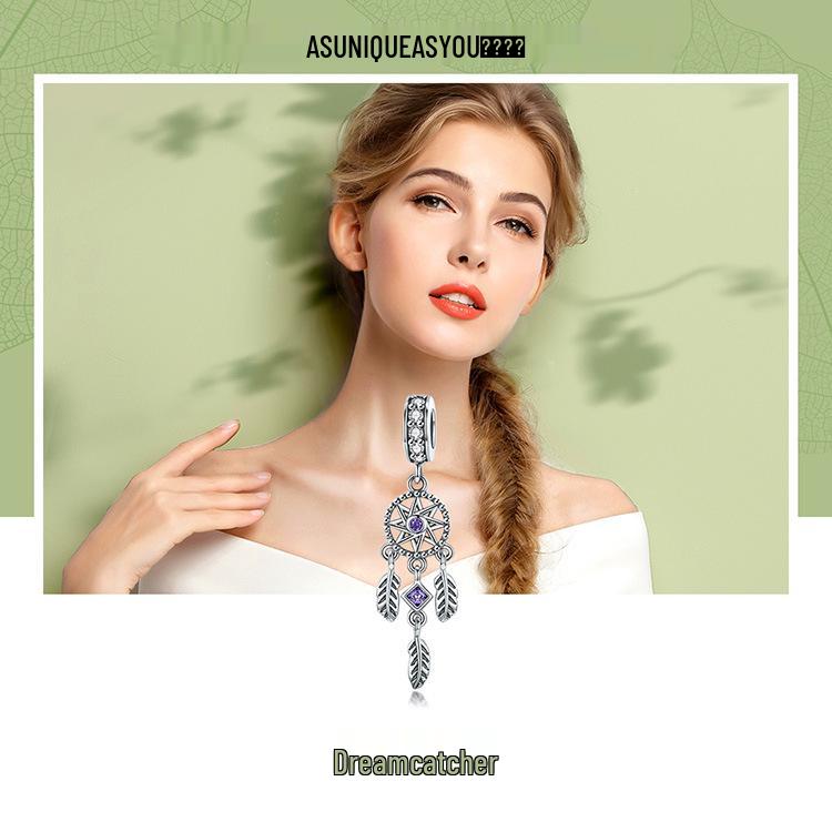European & American Dream Catcher Necklace & 925 Sterling Silver Beaded Bracelet DIY Accessories SCC841