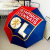 1PC Olympique Football Crest Printed Umbrella Folding umbrella, automatic umbrella 8-Frame for Travel, camping Fan gifts Christmas Gifts