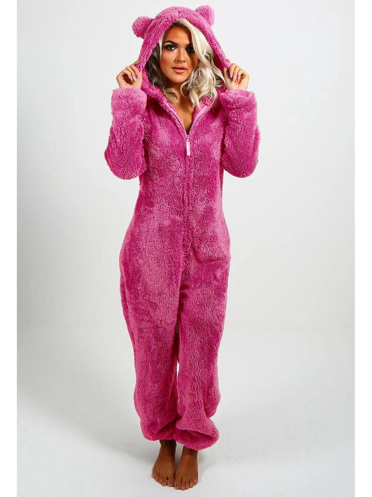 Salopetă cu glugă căptușită cu lână 2023: Pijamale de toamna/iarna de dama