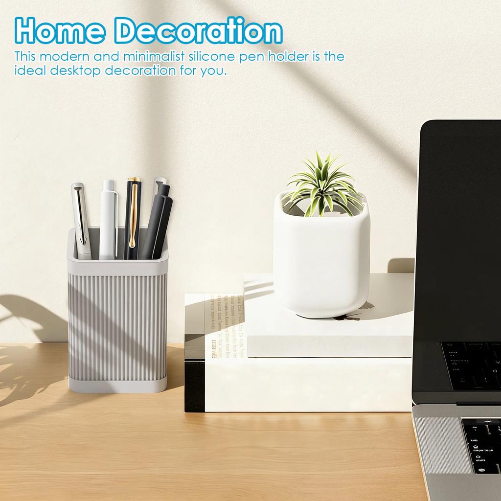 3Pcs Silicone Pencil Holder Square Office Desk Pen Holder Anti-fall Pen Brush Holder Decorative Desktop Organizer And Accessory