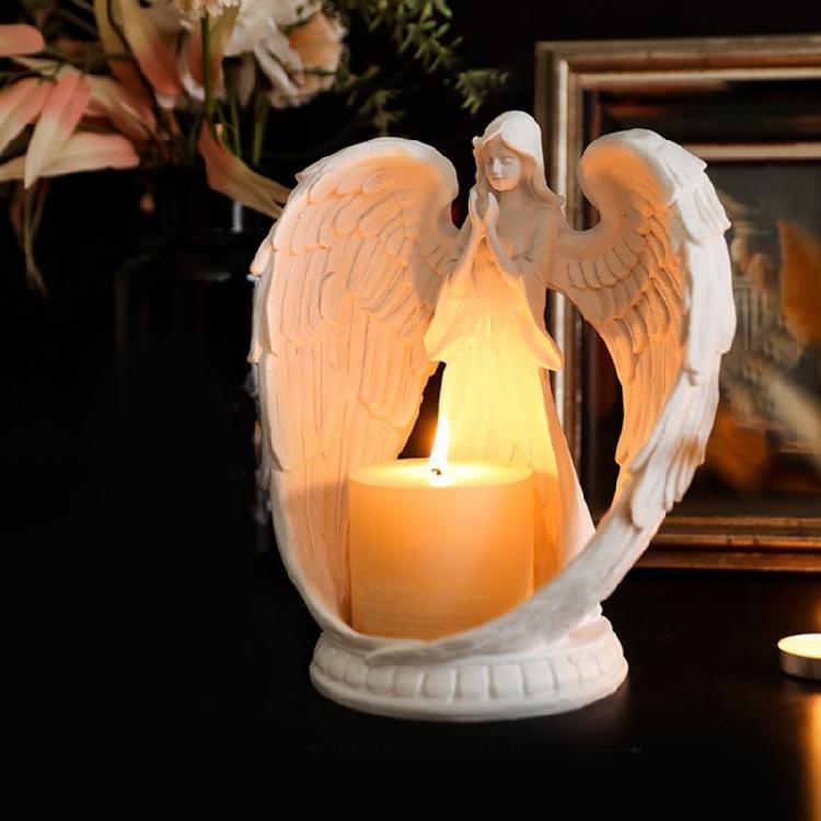 Magnifique Porte-Bougie Ange en Résine Support de Bougie Sans Flamme pour Créer un Environnement Chaleureux et Accueillant Maison