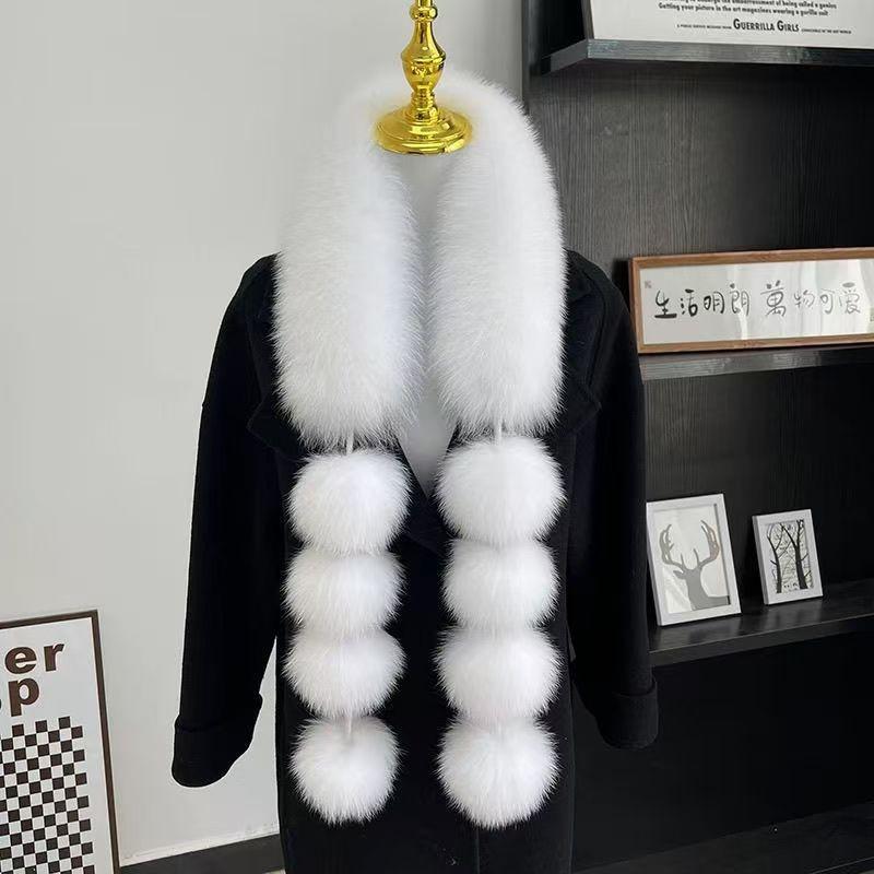 New Magnetic Imitation Fox Versatile Scarf, Women's Autumn and Winter Korean Version Light Luxury Shawl, Plush Hairball Temperament