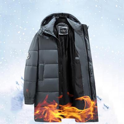 Herren Winterjacke Warme Baumwolle Daunen Kapuzenparka Herren Windbreaker Gepolsterter Langer Wattemantel