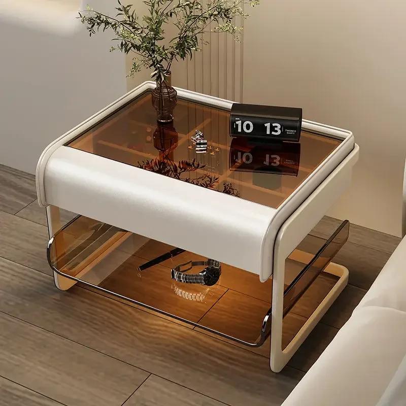 Smart Bedside Table Modern Simple Bedroom Luxury Nightstands Multifunctional Acrylic Wireless Charging Home Furniture