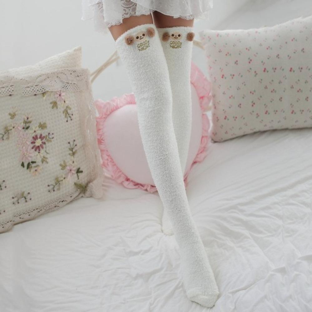 Cartoon Kälbchen Schnee Socken Gestreifte Winterstrümpfe Damen Korallenfleece Strümpfe Kinder Strumpf