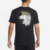 Nike LeBron James Lion Print Basketball Sports Round Neck Short Sleeve T-Shirt Men Tops Black DD0784-011