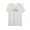 Spring and summer new solid color versatile short-sleeved t-shirt large size women's clothing ins niche chain printed top 212119