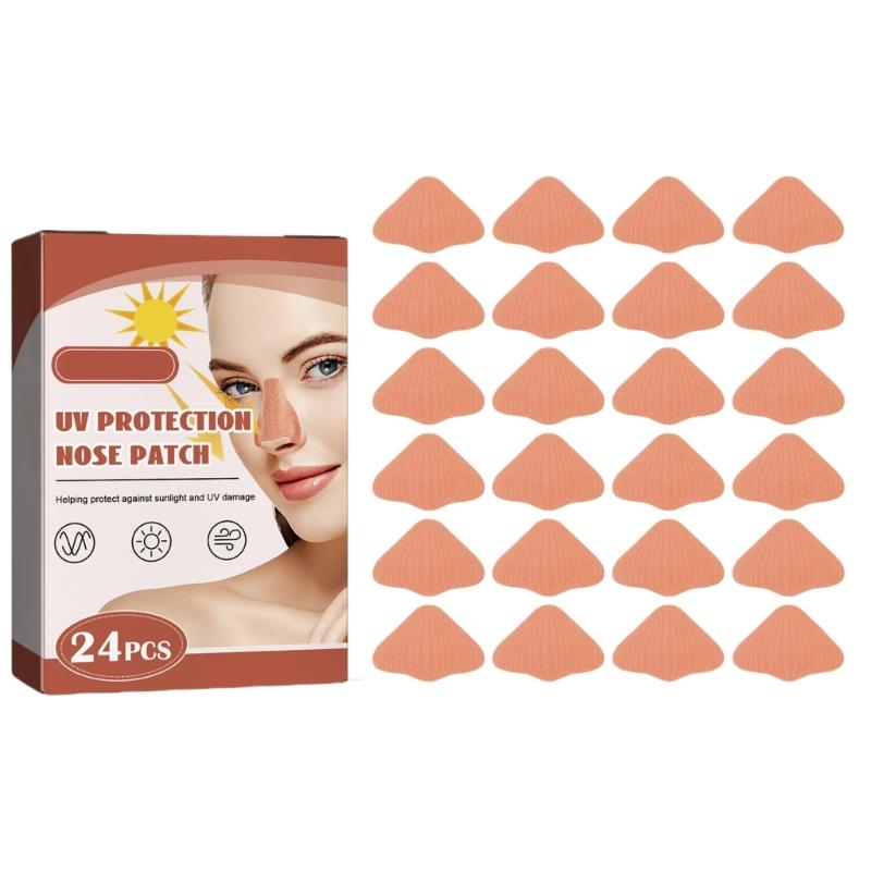 24Pcs Outdoor Sunblock Guards Nose Cover Sticker Sun Protections Nose Patches Nose Face Sticker for Outdoor Sports